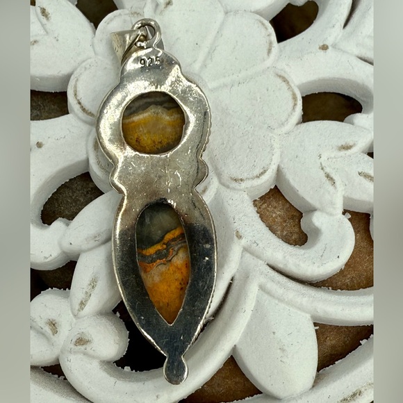Bumblebee Jasper 925 Sterling Silver Pendant 12.6g Artisan Natural Gemstone - Picture 9 of 11